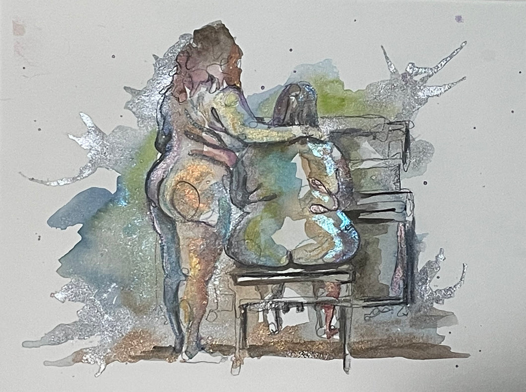 Piano Lessons from the Adipositivity Project - Original Watercolor Painting